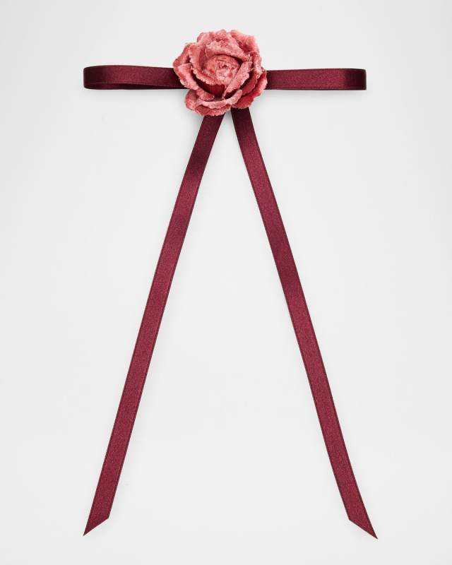 Velvet Rosette Bow Skinny Barrette